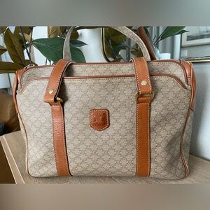 Authentic Vintage Celine Vintage Macadam Shoulder Bag Women Beige Brown